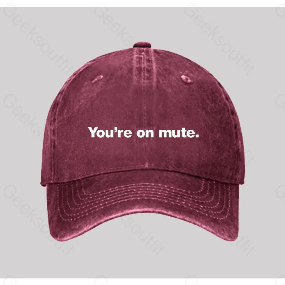 You're on mute Washed Vintage Baseball Cap - Image 3