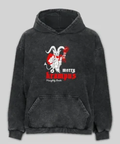 Merry Christmas Krampus Washed Hoodie